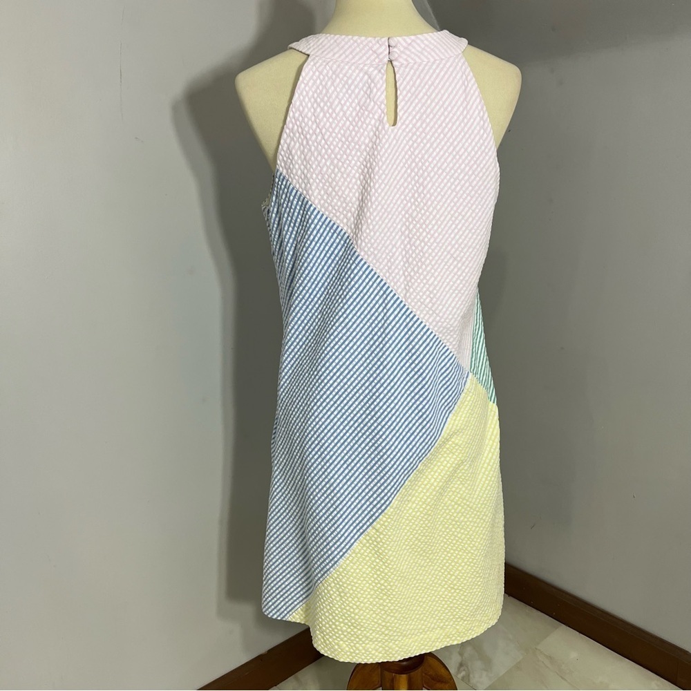 Vineyard Vines Kentucky Derby Seersucker Patchwork Preppy Pastel Midi Dress Blue - Picture 6 of 13